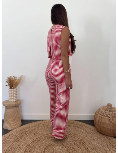 Alicio - pantalon rayé rouge & blanc