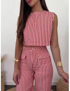 Alicio - top rayé rouge & blanc