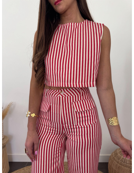 Alicio - top rayé rouge & blanc