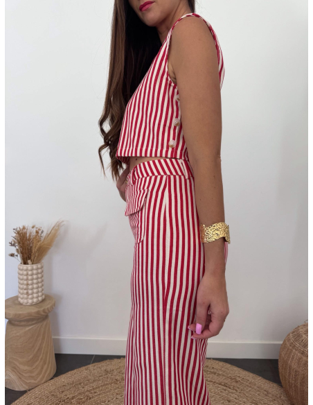 Alicio - top rayé rouge & blanc