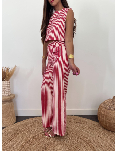 Alicio - top rayé rouge & blanc