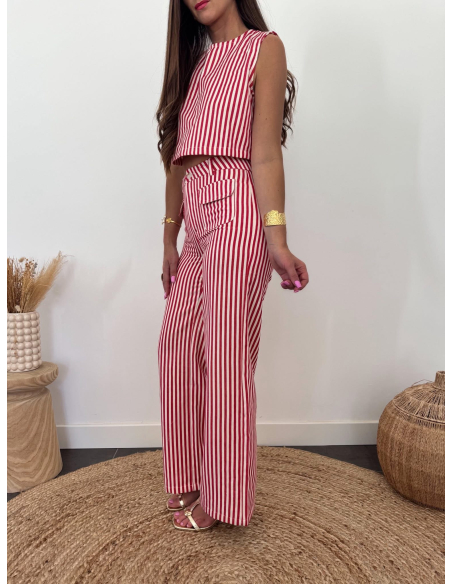 Alicio - top rayé rouge & blanc