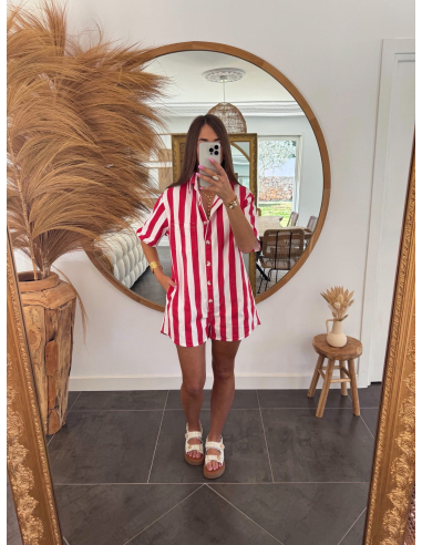 Georgina - combishort rayée rouge