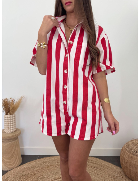 Georgina - combishort rayée rouge