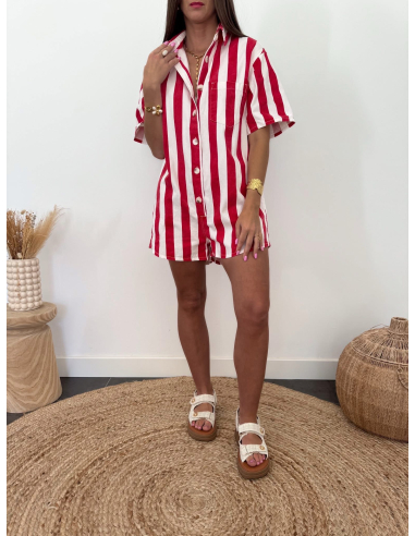 Georgina - combishort rayée rouge