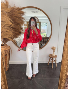 Anaya - chemise rouge à pois blancs 2