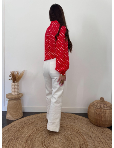 Anaya - chemise rouge à pois blancs