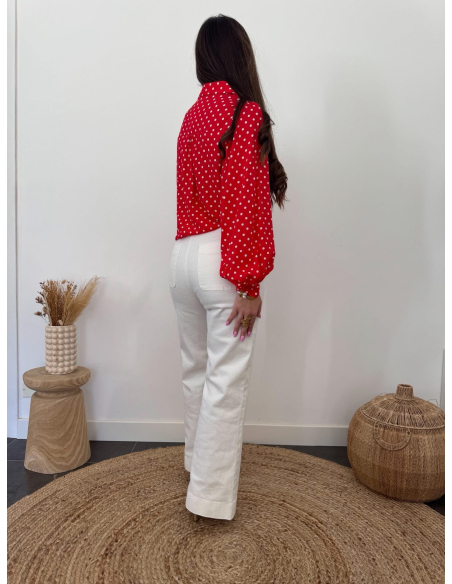 Anaya - chemise rouge à pois blancs