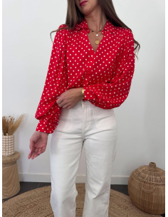 Anaya - chemise rouge à pois blancs