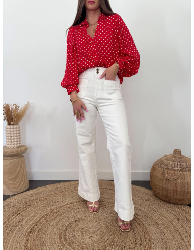Anaya - chemise rouge à pois blancs