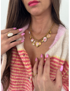 Cory - collier à breloques rose 2