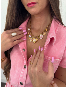 Cory - collier à breloques rose