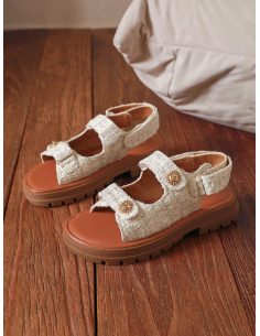 Rimelie - sandales blanches texturées