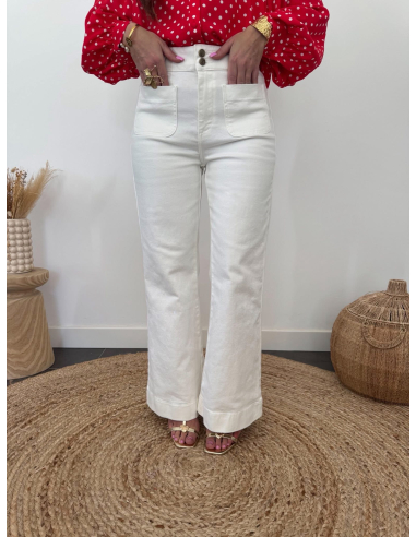 Evania - jean flare blanc