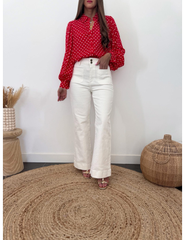 Evania - jean flare blanc