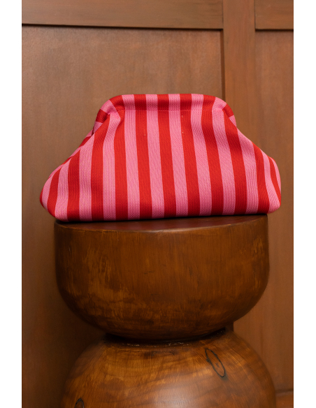 Olinae - pochette rayée rouge & rose