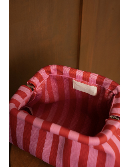 Olinae - pochette rayée rouge & rose