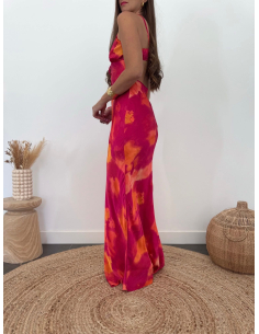 Aurianne - robe longue fuchsia & orange 2