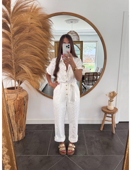 Sybile - combinaison brodée blanche