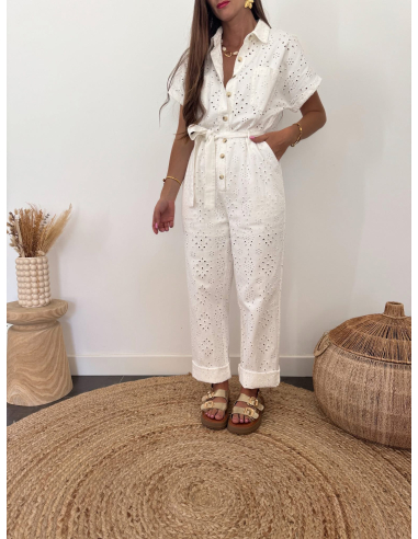 Sybile - combinaison brodée blanche