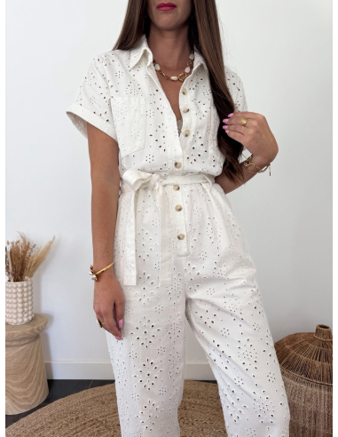 Sybile - combinaison brodée blanche