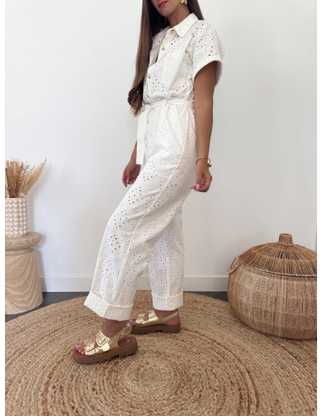 Sybile - combinaison brodée blanche