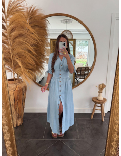 Louna - robe en coton bleu clair