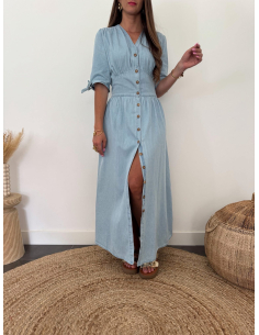 Louna - robe en coton bleu clair 2