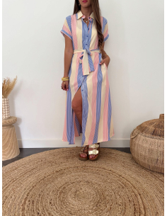 (PRÉCOMMANDE) Kélya - robe chemise rayée 2