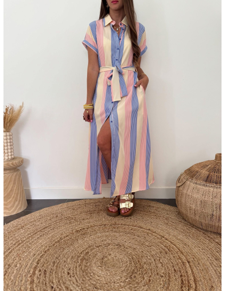 (PRÉCOMMANDE) Kélya - robe chemise rayée