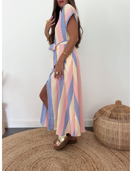 (PRÉCOMMANDE) Kélya - robe chemise rayée