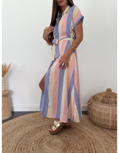 (PRÉCOMMANDE) Kélya - robe chemise rayée