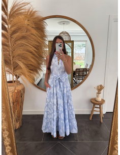 Maylor - robe longue jacquard bleu