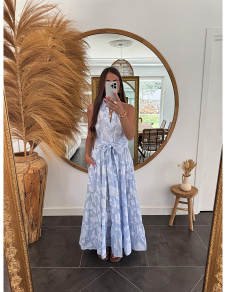 Maylor - robe longue jacquard bleu