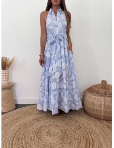 Maylor - robe longue jacquard bleu 2