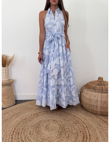 Maylor - robe longue jacquard bleu