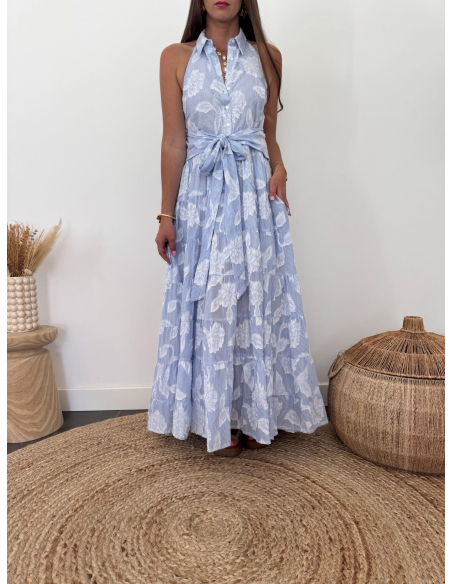Maylor - robe longue jacquard bleu
