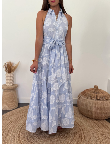 Maylor - robe longue jacquard bleu