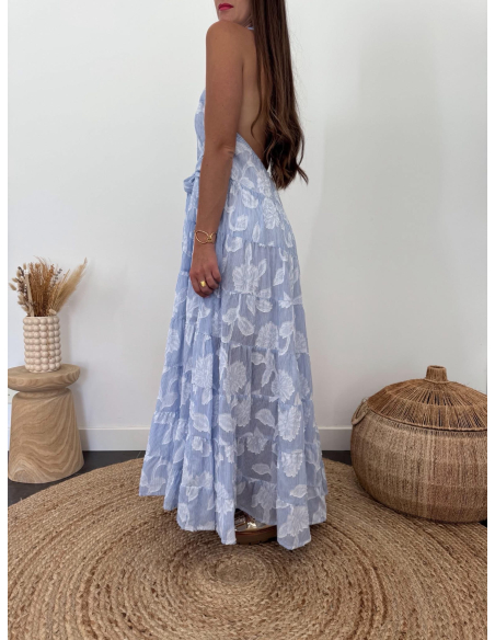 Maylor - robe longue jacquard bleu