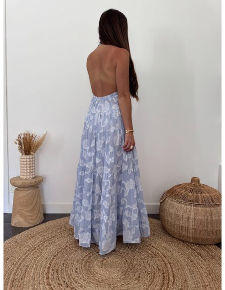 Maylor - robe longue jacquard bleu