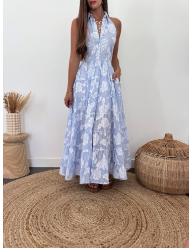 Maylor - robe longue jacquard bleu