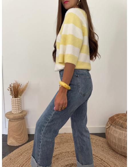 Elior - pull rayé jaune