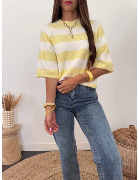 Elior - pull rayé jaune