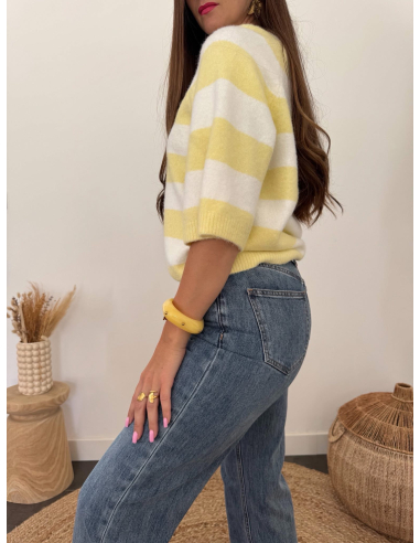 Elior - pull rayé jaune