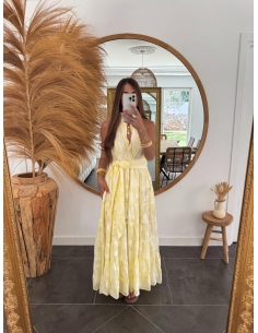 Maylor - robe longue jacquard jaune