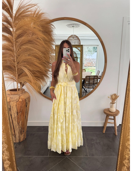 Maylor - robe longue jacquard jaune