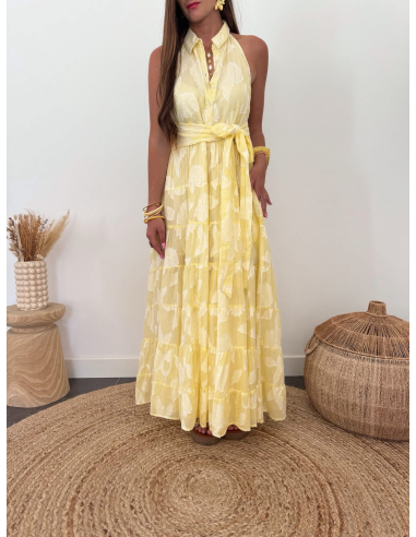 Maylor - robe longue jacquard jaune