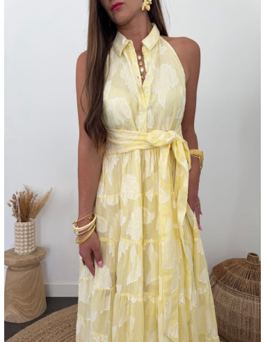 Maylor - robe longue jacquard jaune