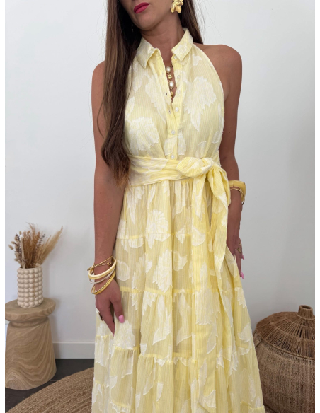 Maylor - robe longue jacquard jaune