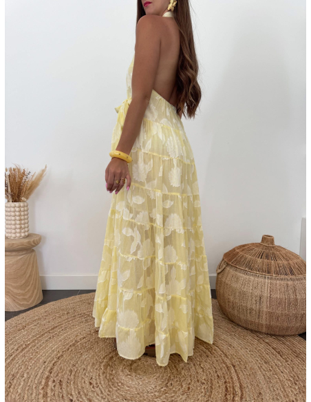 Maylor - robe longue jacquard jaune